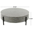 thumbnail image 4 of DecMode 38" x 12" Gray Mother of Pearl Shell Handmade Mosaic Inlay Geometric Coffee Table with Black Metal Legs, 1-Piece, 4 of 14