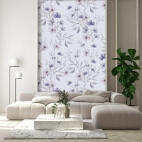 Idea4wall 2pcs Lavender Bloom Elegant Floral Soft Purple and Lilac Tones Wall Murals, Not Peel and Stick, Non-Woven Wallpaper Large Wall Decoration for Rooms, 48"x72"