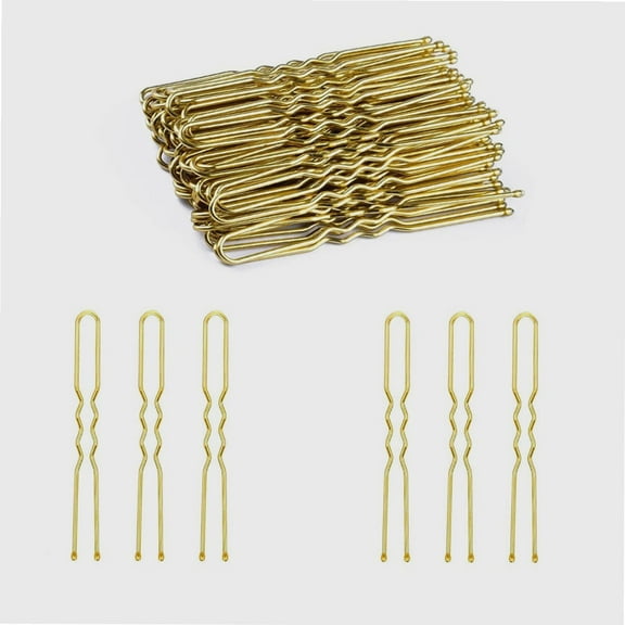 100PCS U Shaped Hair Pins, 2.8inch Blonde Bun Pins .Bun Hair Pins for Women with Storage Box (gold)