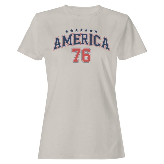 Smartprints America 76 Patriotic Stars Retro Women's T-shirt, Ice Grey, S