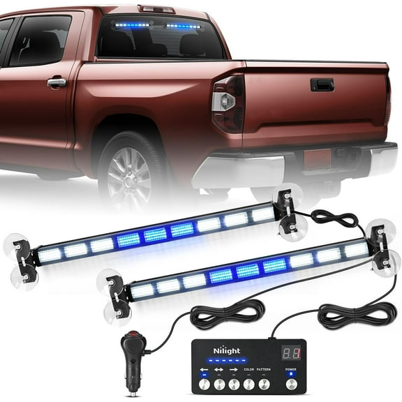 Nilight 162 LED Traffic Advisor Strobe Light Bar 2-in-1 Blue White Emergency Warning Hazard Lights with Controller 4 Switchable Color 36 Flash Pattern for Trucks Cars Tow Plow