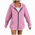thumbnail image 3 of Towmus Hoodies for Women Casual Long Sleeve Hoodies Sweatshirts Plus Size Zip up Drawstring Loose Fall Winter Coat Jacket with Pocket, 3 of 6
