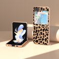 thumbnail image 3 of ELEHOLD Case for Samsung Galaxy Z Flip 5 2023, Slim Fashion Design Luxury Leopard Print PU Leather Plating TPU Shockproof Phone Case for Samsung Galaxy Z Flip 5 5G,Leopard, 3 of 6