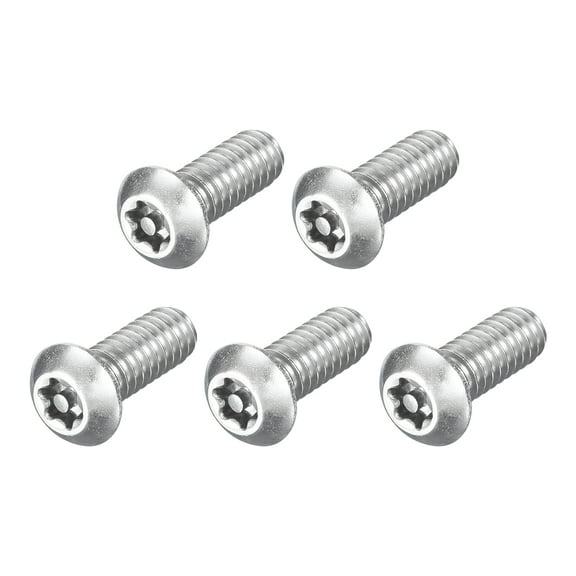 5Pack 1/4-20 x 5/8" Torx Security Machine Screws Bolt, Silver Tone