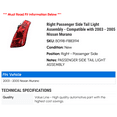 thumbnail image 2 of Right Passenger Side Tail Light Assembly - Compatible with 2003 - 2005 Nissan Murano 2004, 2 of 2