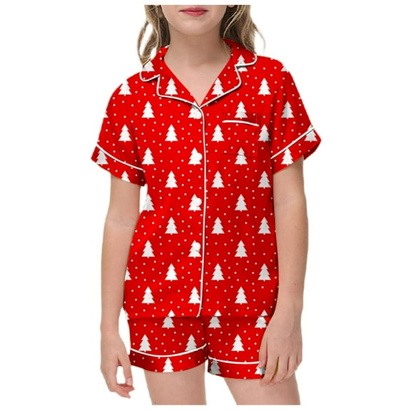 XEGLSBU Girls Pajamas Size 6-7 Nightgown 2025 Children's Shirt and Pants Set Christmas Pajamas Set with Pockets Christmas Set Christmas Pajamas for Girls 7-8 Red Size 12-13 Years