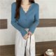 thumbnail image 5 of Ribbed Knit Cardigan Sweater for Women Long Sleeve V-Neck Wavy-hem Plain Knit Jacket Teen-girl Fall Winter Basic Outfit, 5 of 5