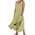 thumbnail image 2 of TIMIFIS Robes pour Femmes Décontractées Amples à Col Rond Sans Manches Robes d'Été Couleur Unie Coton Lin Robe Débardeur Confortable avec Poches, 2 of 5