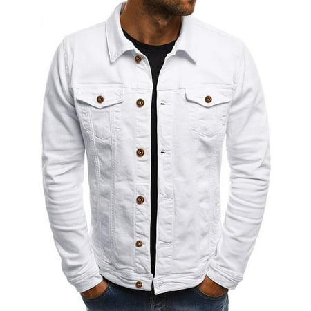 

Men s Autumn Winter Button Solid Color Vintage Denim Jacket Tops Blouse
