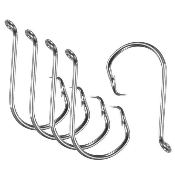 Uxcell 1# Carbon Steel Offset Hook Fishing Circle Hooks with Barbs, Black 100 Pack