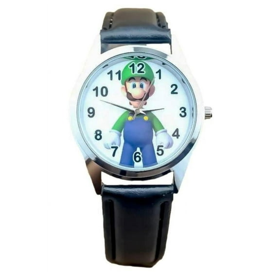 Super Mario Luigi Character Leather Band Wrist Watch