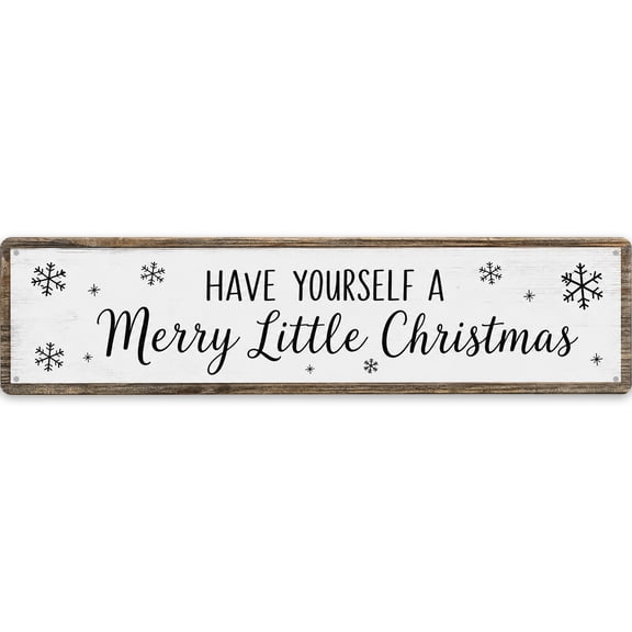 Vintage Merry Christmas Metal Wall Decor Sign 16x4 Inch
