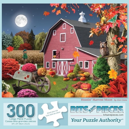 Bits and Pieces Hootin Harvest Moon 300 Large Piece Jigsaw Puzzle 18 x 24 inches