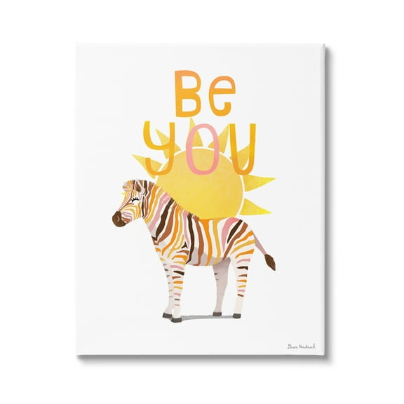 Stupell Industries Be You Inspiring Sunshine Fun Zebra Stripes Graphic Art Gallery Wrapped Canvas Print Wall Art, Design by Diane Neukirch