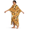 thumbnail image 2 of FKELYI Women's Kaftan Plus Size Swimwear Coverup for Summer Beach Cover Up Batwing Sleeves Beachwear Daisy Flower Honeycomb Print V-Neck Maxi Beach Dress Loungewear, 2 of 7