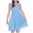 thumbnail image 6 of NAISIBABY Girls Princess Dresses, Fashion Swing Mesh Polka Dot Puff Sleeve Party Birthday Tulle Dress Light Blue 7T, 6 of 6