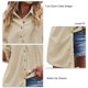 thumbnail image 5 of Blusa extragrande con cuello vuelto, manga larga con botones, camisa holgada de pana con cordón para mujer para viajes diarios, 5 of 5