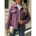 thumbnail image 7 of Cuteduck Women Plaid Fashion Jacket Button Up Long Sleeve Fall Casual Dressy Loose Coat with Pockets S-XL, 7 of 7