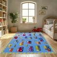 thumbnail image 6 of Socofuz Kids Car Play Rug for Playing, Toddler Cartoon Traffic Vehicle Play Mat Carpet, Children Area Rugs for Bedroom Playroom Nursery, 4'x5' Car Blue, 6 of 11