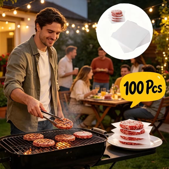 100 Pcs Non-Stick Precut Parchment Paper Squares, Food Separator Sheets for Mini Burger Patties, Cookies, Candies, Baking & Wrapping Use