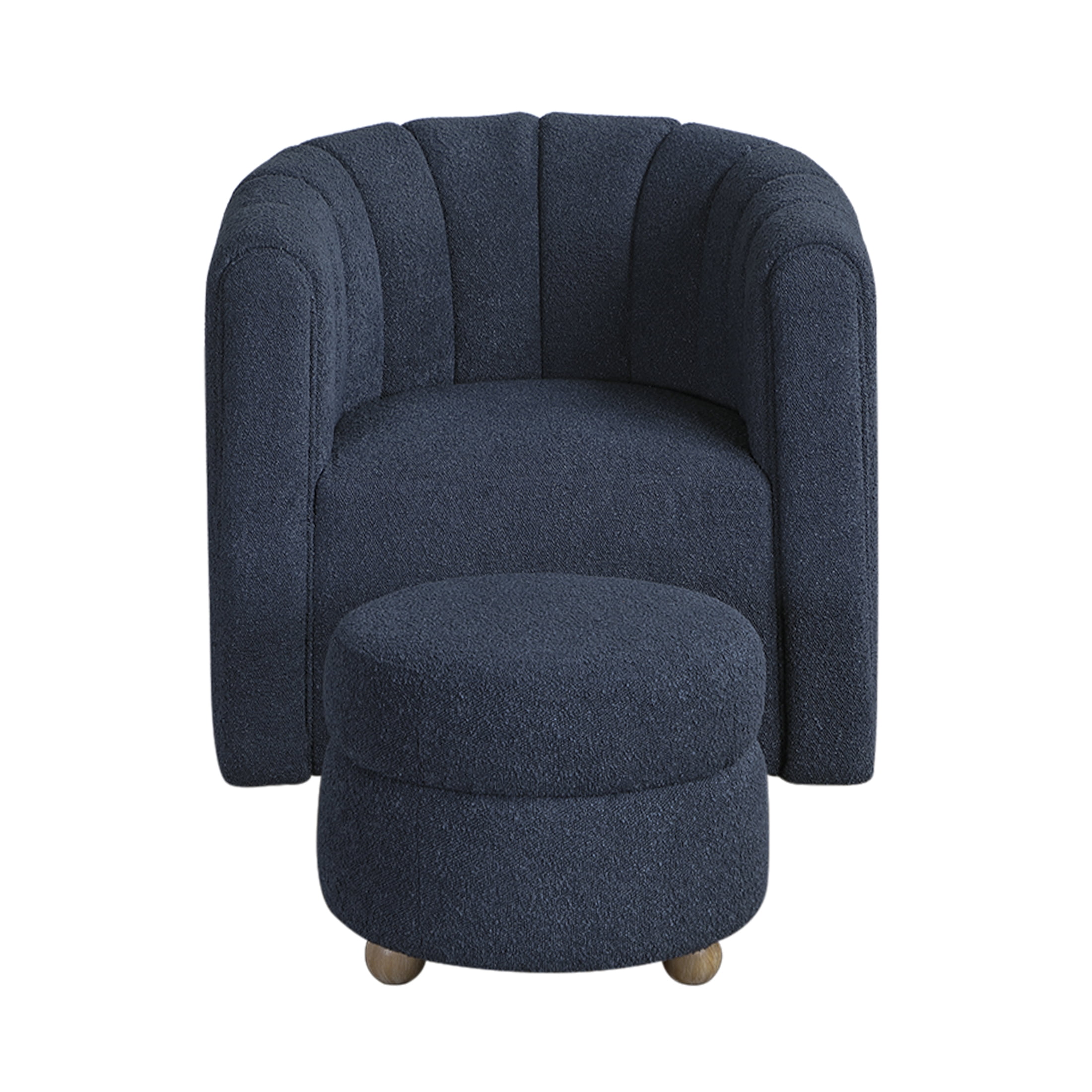 OakvillePark Rivermount Boucle Barrel Swivel Chair with Ottoman, Blue