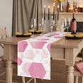 thumbnail image 2 of Pink Marble 70 Inch Table Runner, Gold White Geometric Hexagon Modern Farmhouse Dresser Scarf Cotton & Linen Tablerunner for Dining/Kitchen Island/Holiday Party Décor 13" x 70", 2 of 9