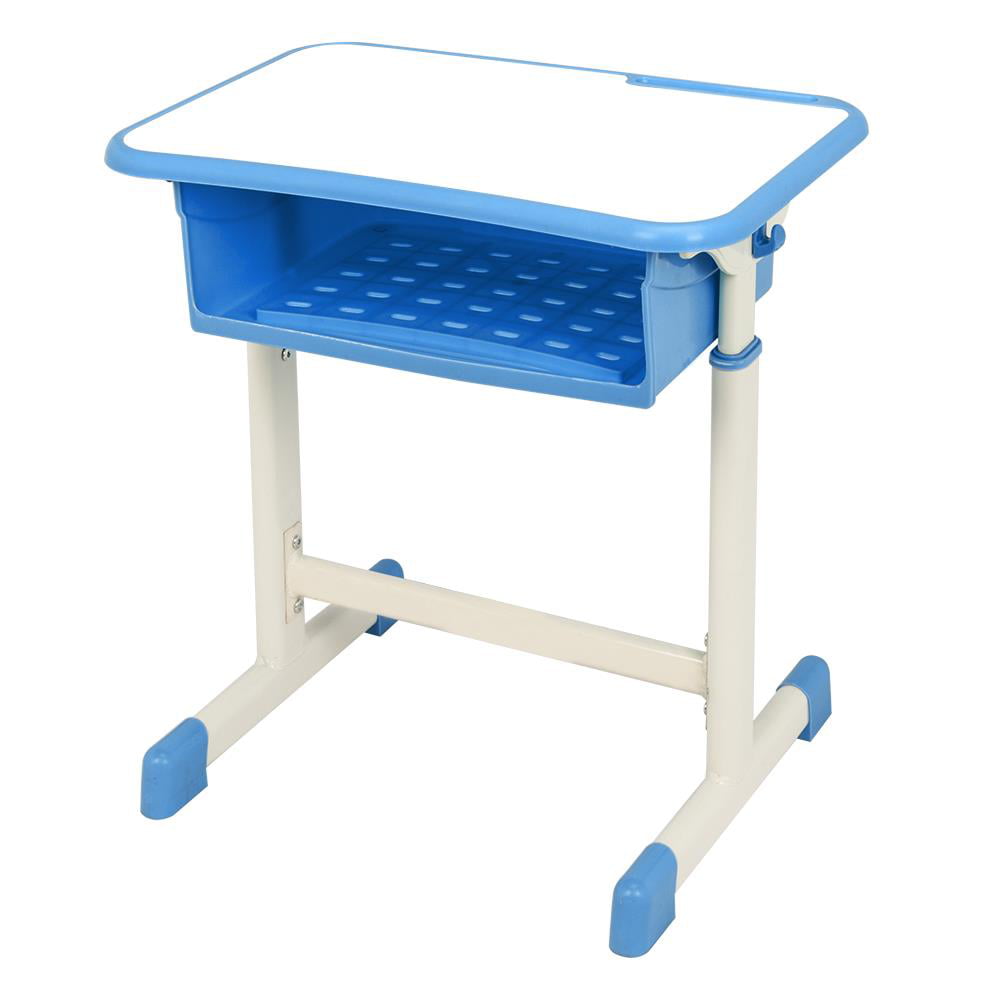 Height Adjustable Children Desk and Chair Set,Childs School Student Sturdy Table UNKN Kids Desk Retractable Childrens Table and Orthosis with Bookstand Blue, 80 x 49cm