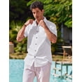 thumbnail image 5 of COOFANDY Mens Linen Short Sleeve Button Down Shirts Cotton Textured Casual Summer Collared Shirts for Men Beach Vacation Clothing, 5 of 6
