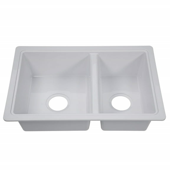25' X 17' Double Bowl Sink - White