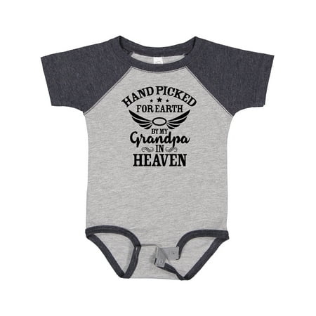 

Inktastic Handpicked for Earth by My Grandpa in Heaven Angel Wings Gift Baby Boy or Baby Girl Bodysuit