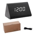 thumbnail image 4 of Reloj despertador digital BLESIY Triangular de Madera 12/24 horas Negro, 4 of 8