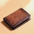 thumbnail image 1 of Men Genuine Leather RFID Anti-theft Multifunction Retro Large Capacity Foldable Card Holder Wallet - Brown, 1 of 6