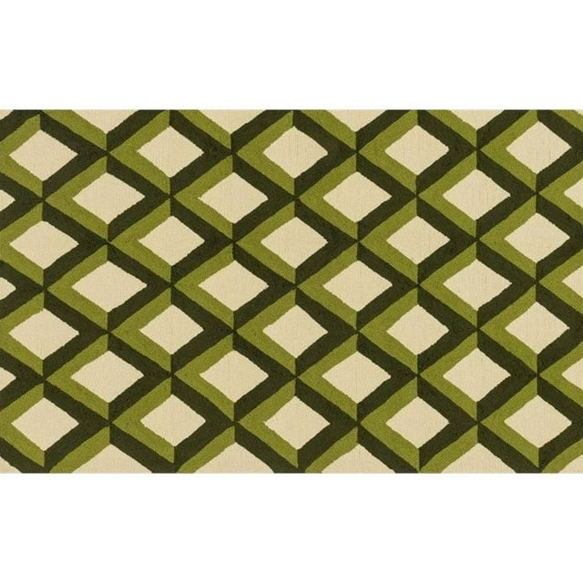 Loloi Venice Beach 3'6" x 5'6" Hand Hooked Rug in Green Trellis