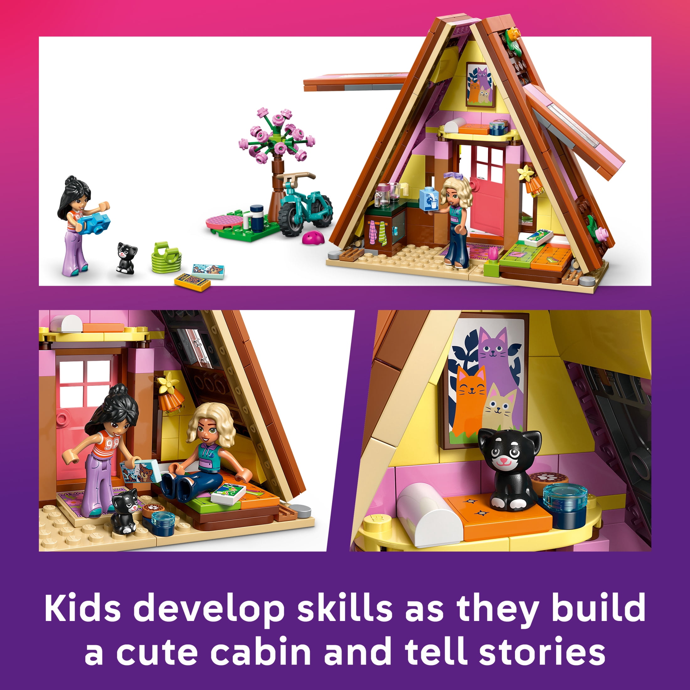 LEGO Friends Nature Glamping Cabin - Building Toy for Girls & Boys, Ages 6+ - Toy Figures & Playset for Kids - Includes 2 Minidolls & a Kitten - Gift for Birthdays - 42682