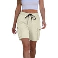 thumbnail image 4 of Hurxie Hiking Shorts for Women High Waisted Pull On Cargo Casual Golf 7 Inch Inseam Mid Thigh Shorts Beige,S, 4 of 8