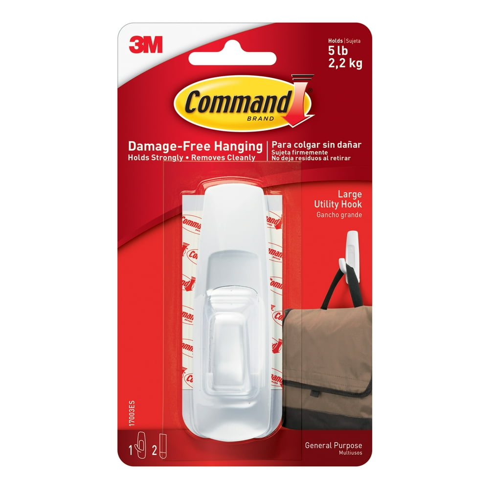 3M Command Hooks, Large, White, 1/Pkg.