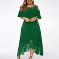 thumbnail image 1 of Dresses for Graduation for Women Plus Size Women Sexy Ruffle Strapless Splicing Lace Splicing Short Sleeve Dress Midi Dresses for Women Wedding Guest on Clearance, 1 of 7