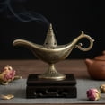 thumbnail image 4 of Vintage Incense Burner Ornament, Metal Arabian Lamp Shaped Aroma Holder with Intricate Relief Details, Decorative Fragrance Accessory for Living Room Tea Table Study and Relaxing Home Ambience, 4 of 9