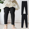 thumbnail image 3 of LZHGirlshop 2 Pack Baby Girl Pants Toddler Solid Color High Waisted Stretch Newborn Cotton Leggings Infant with Lace Trim Jogger Pants,2PC Black,5T, 3 of 6