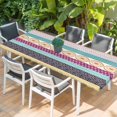 thumbnail image 2 of Bohemia Ethnic Table Cloths for 8 Foot Rectangle Tables, Boho Tribal Teal Orange Purple Stripes Leaves Patio Waterproof Elastic Fitted Tablecloths, Washable Rectangular Table Cover for Camping, 2 of 8