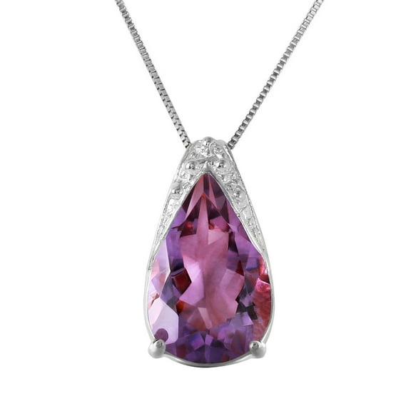Galaxy Gold 5 Carat 14k 20" Solid White Gold Necklace with Pear-shaped Natural Amethyst Pendant