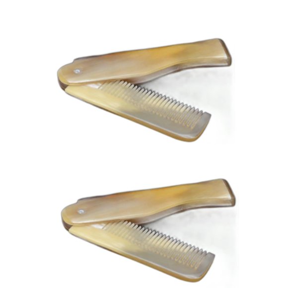 2 Unids Marrón Yak Cuerno Peine Plegable Yak Cuerno Peine Bolsillos Clip Bigote Barba Herramienta de Peinado Peine Portátil Peluquería Herramientas para el Cuidado del Cabello Herramienta de Peinado C