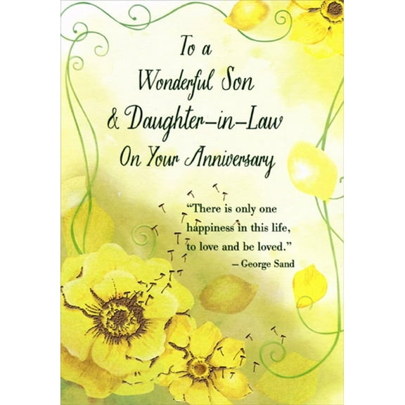 Designer Greetings One Happiness in This Life : George Sand Quote Wedding Anniversary Congratulations Card for Son and Daughter-in-Law