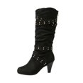 thumbnail image 2 of KEVCHE Women's Chunky Heel Knee High Boots, Fall Winter Lace Up Pointed Toe High Heel Boots with Breathable Lining, Trendy Boots for Daily Party Wear, 2 of 7