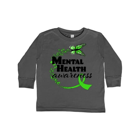 

Inktastic Mental Health Awareness butterfly and green ribbon Gift Toddler Boy or Toddler Girl Long Sleeve T-Shirt
