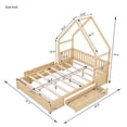 thumbnail image 2 of Harper & Bright Designs Queen Size House Platform Bed with 2 Storage Drawers, Wood Kids Bed Frame with Guardrail, Natural, 2 of 11