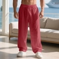 thumbnail image 2 of sususu Mens Sweatpants Tall,Men's Casual Straight Leg Pants Comfortable Stylish Home Beach Wear Soft Lightweight Trousers,Watermelon Red,S, 2 of 7