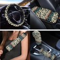thumbnail image 3 of Uorisanigo Aztec Cow Print 18 Pack Car Seat Cover Full Set, with Wheel Cover Protector Armrest Covers Cushion Seat Belt Pads Cup Holder Coaster Headrest Handbrake Gear Shift Covers Key Chains, 3 of 7