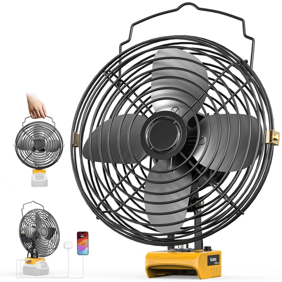 Ventilador inalámbrico para obras Ecarke, 20 V, 8 pulgadas y 2 velocidades con carga USB