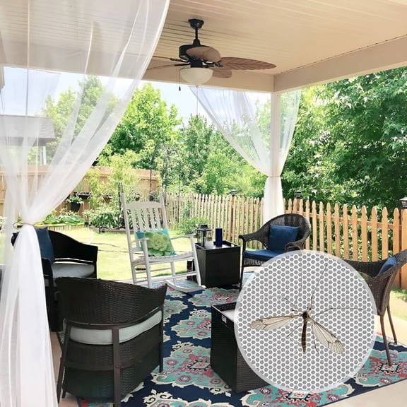 AUQ 2 Panels Porch Screen Mesh Outdoor Curtains Lightweight Mosquito Netting for Patio Gazebo Pool Hut Bug Netting Size Adjustable,White,118 inches Wide x 108 inches Long